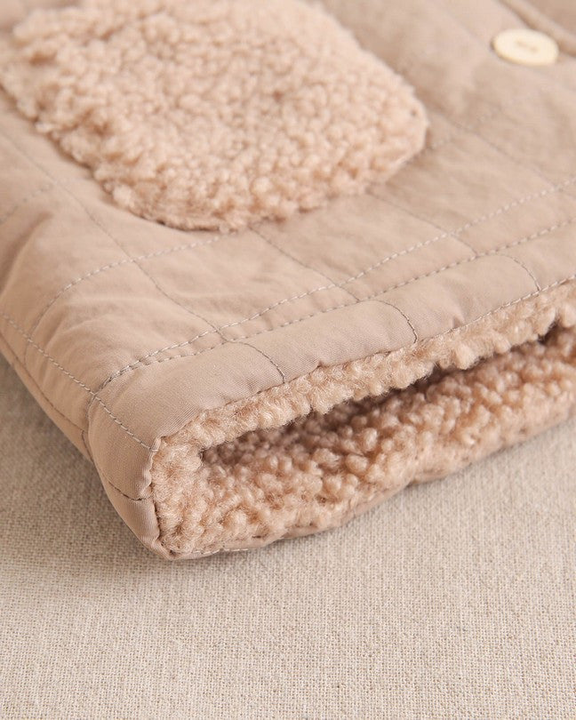 Abrigo Reversible De Bebé En Beige Con Capucha