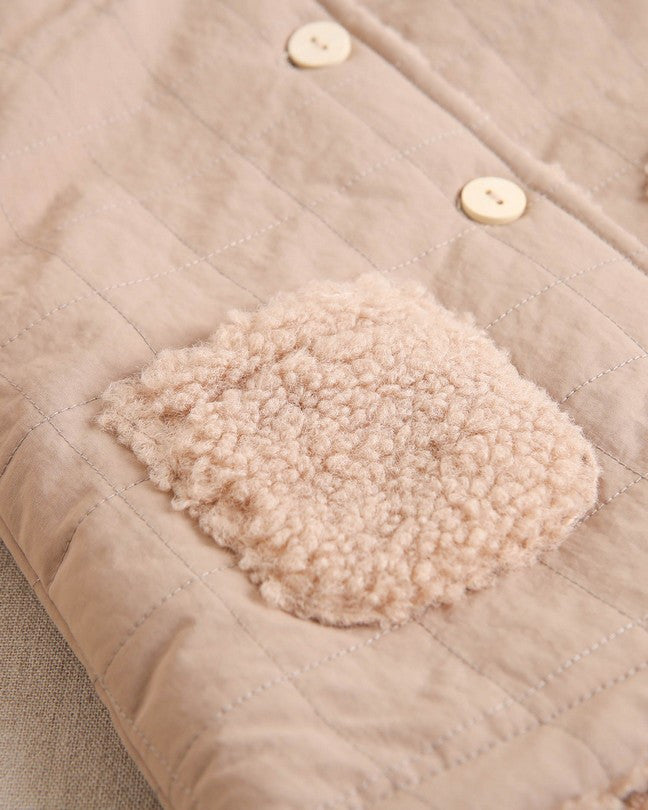 Abrigo Reversible De Bebé En Beige Con Capucha