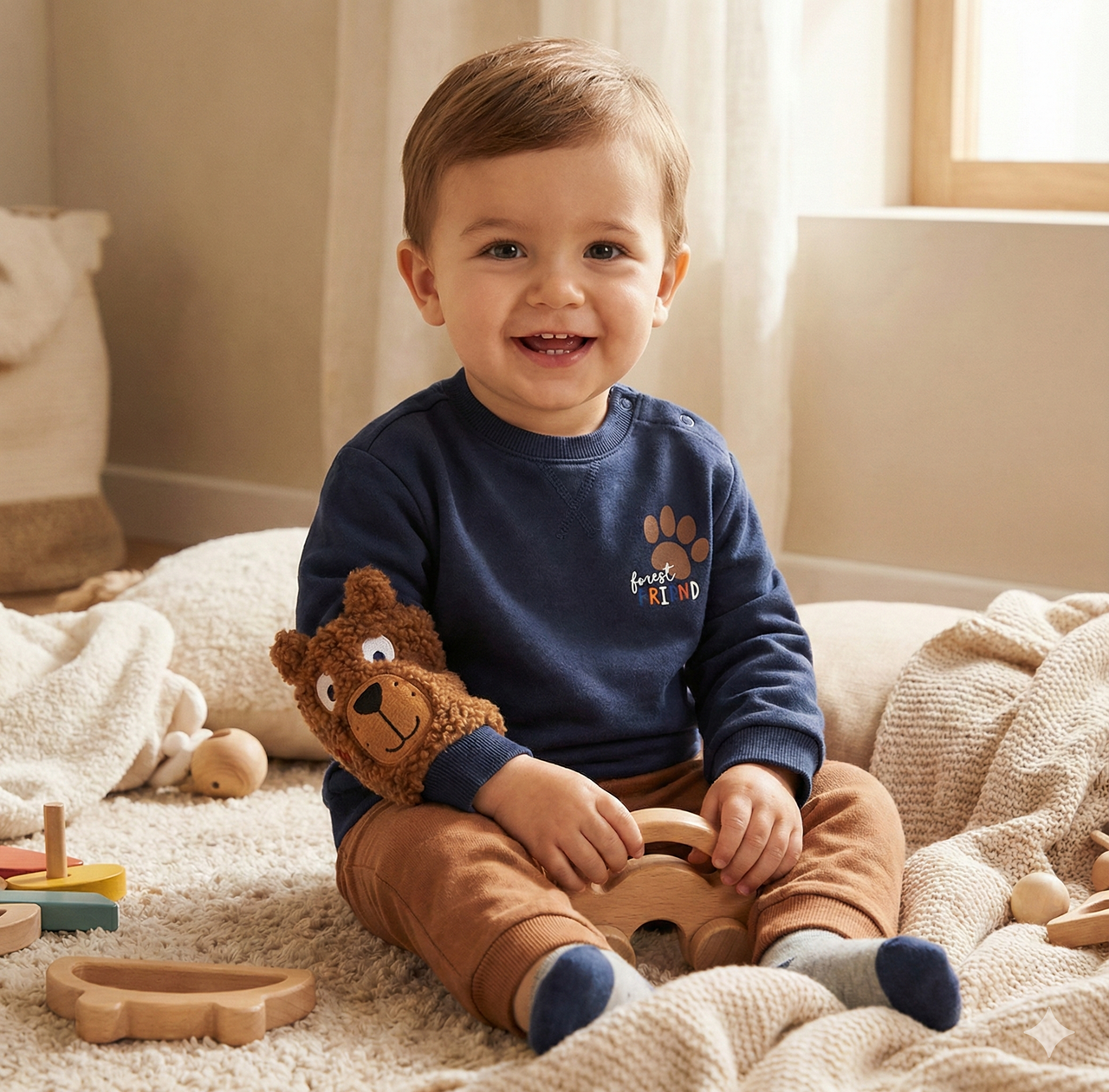 Sudadera Con Aplique de Pelo Cara De Oso