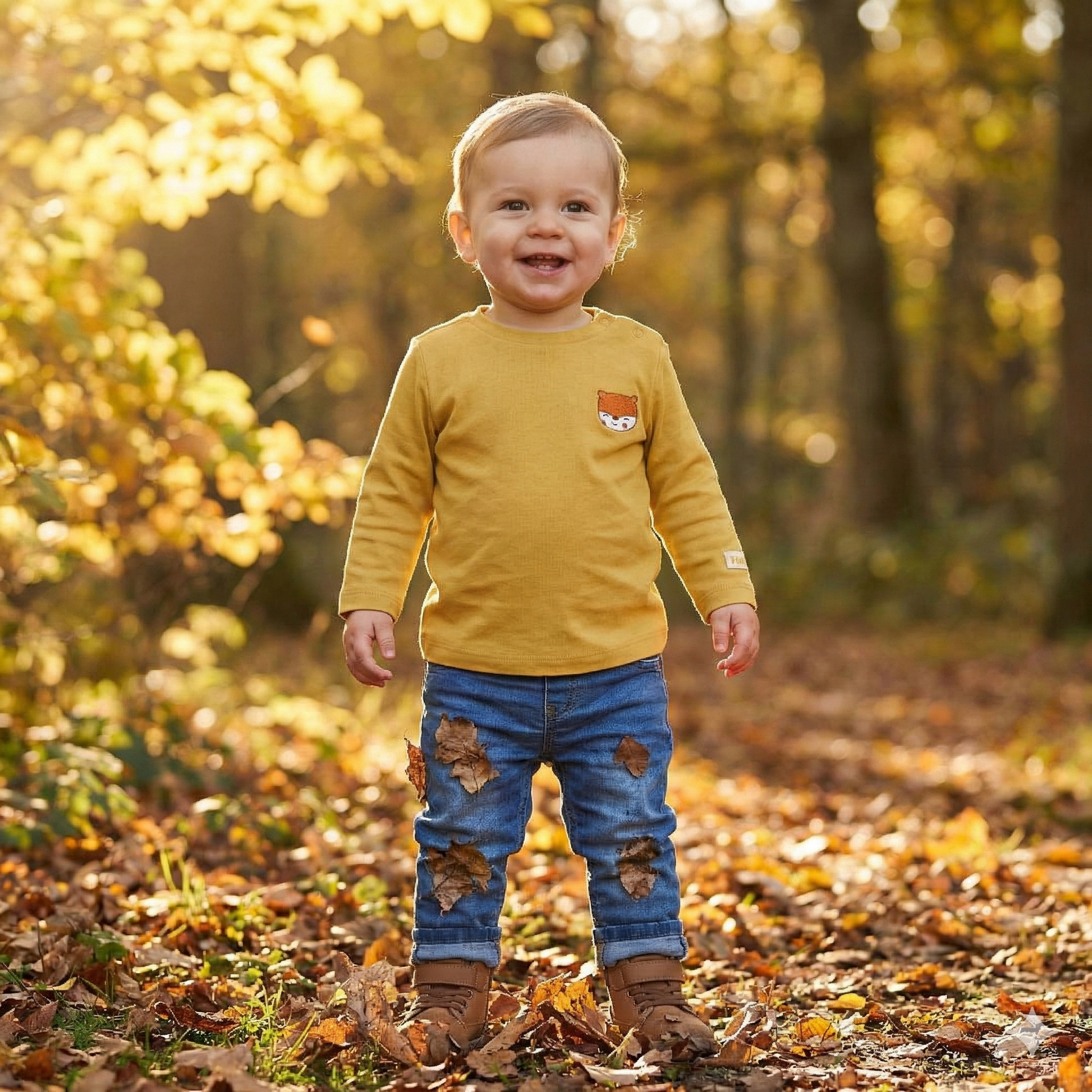 Camiseta Bebé Manga larga y Cuello Caja