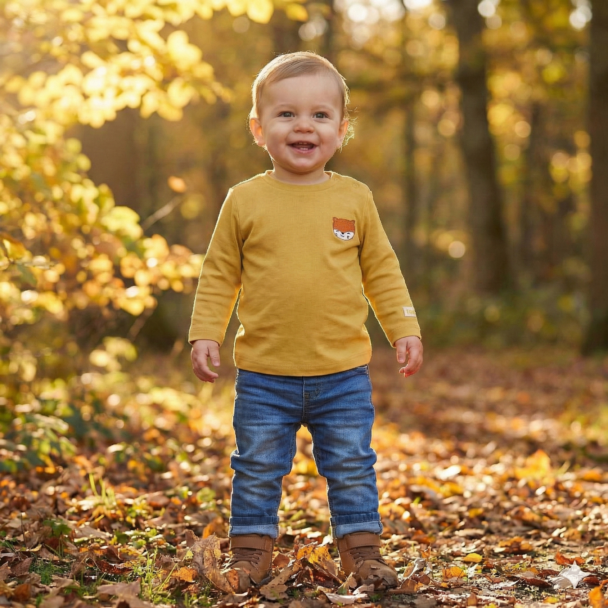 Camiseta Bebé Manga larga y Cuello Caja