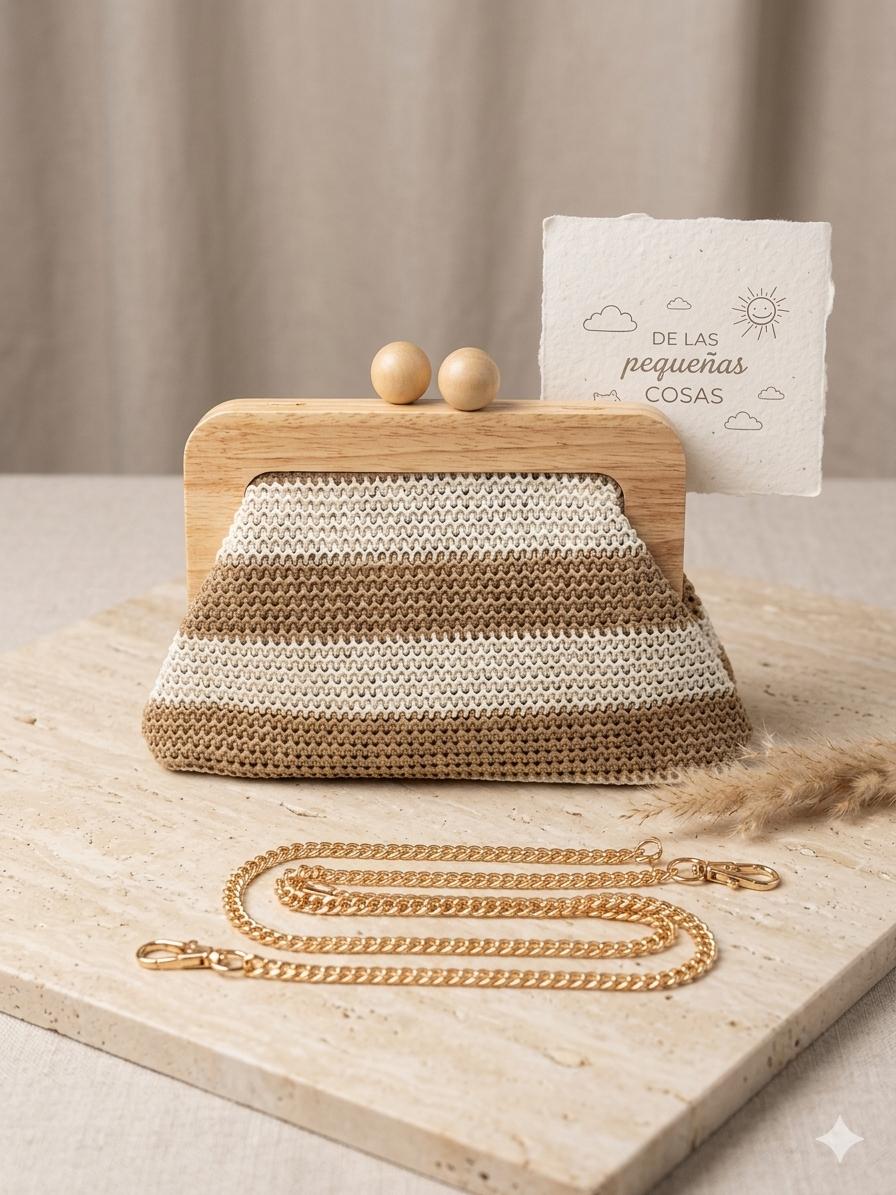 Bolso Monedero Asas Madera