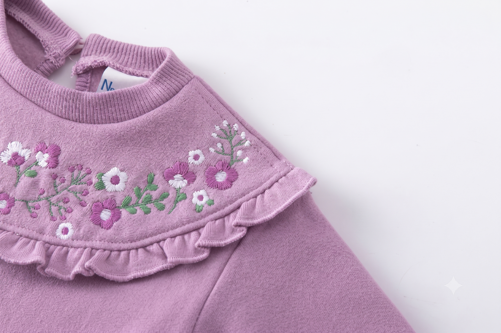 Sudadera Afelpada Con Volante y Flores Bordadas bebé niña