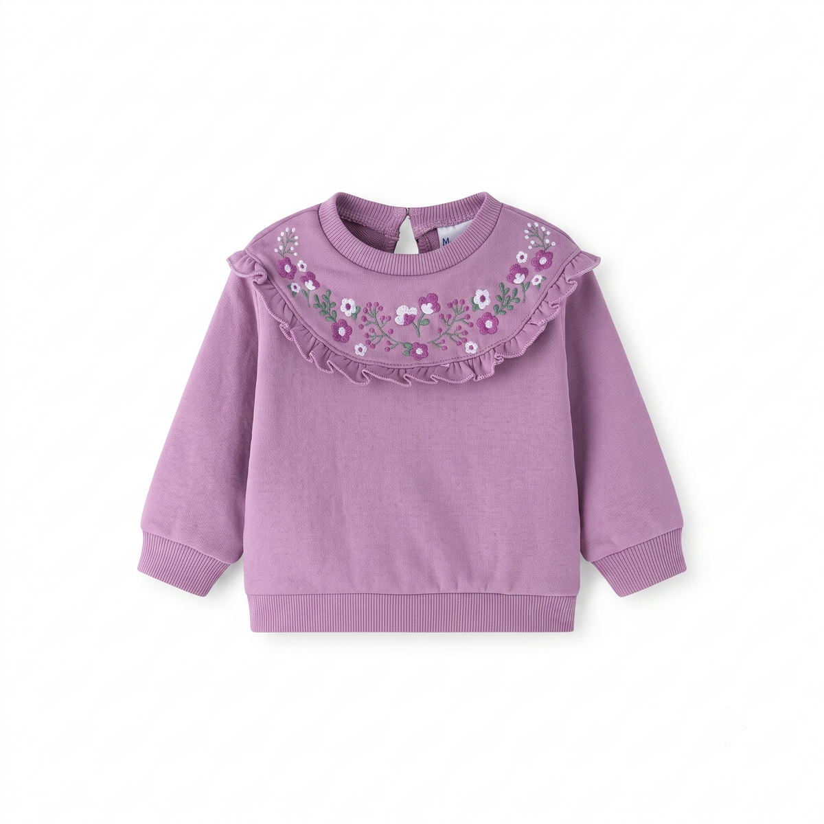 Sudadera Afelpada Con Volante y Flores Bordadas bebé niña