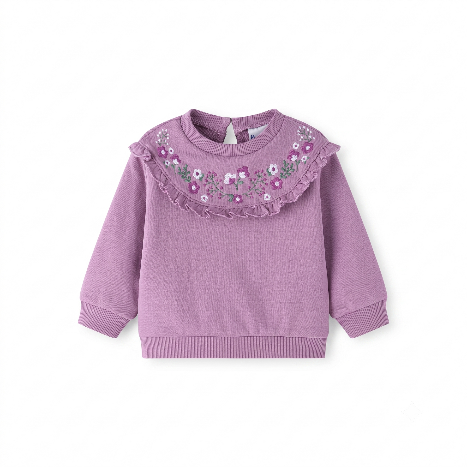Sudadera Afelpada Con Volante y Flores Bordadas bebé niña