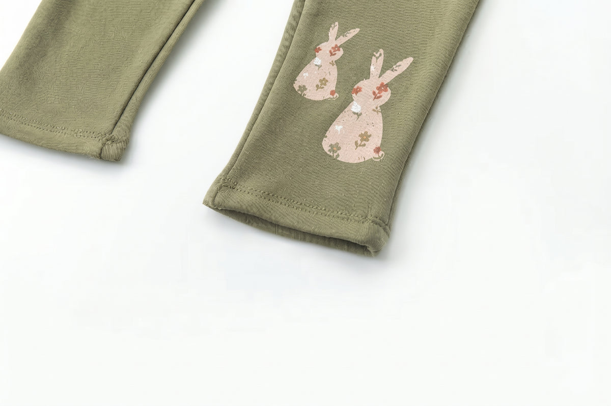 Pantalón Legging Felpa Con Conejitos Bebé Niña