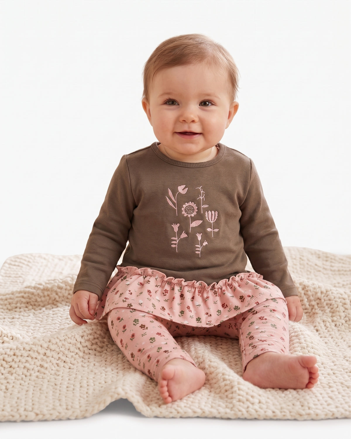 Pantalón legging estampado flores bebé niña