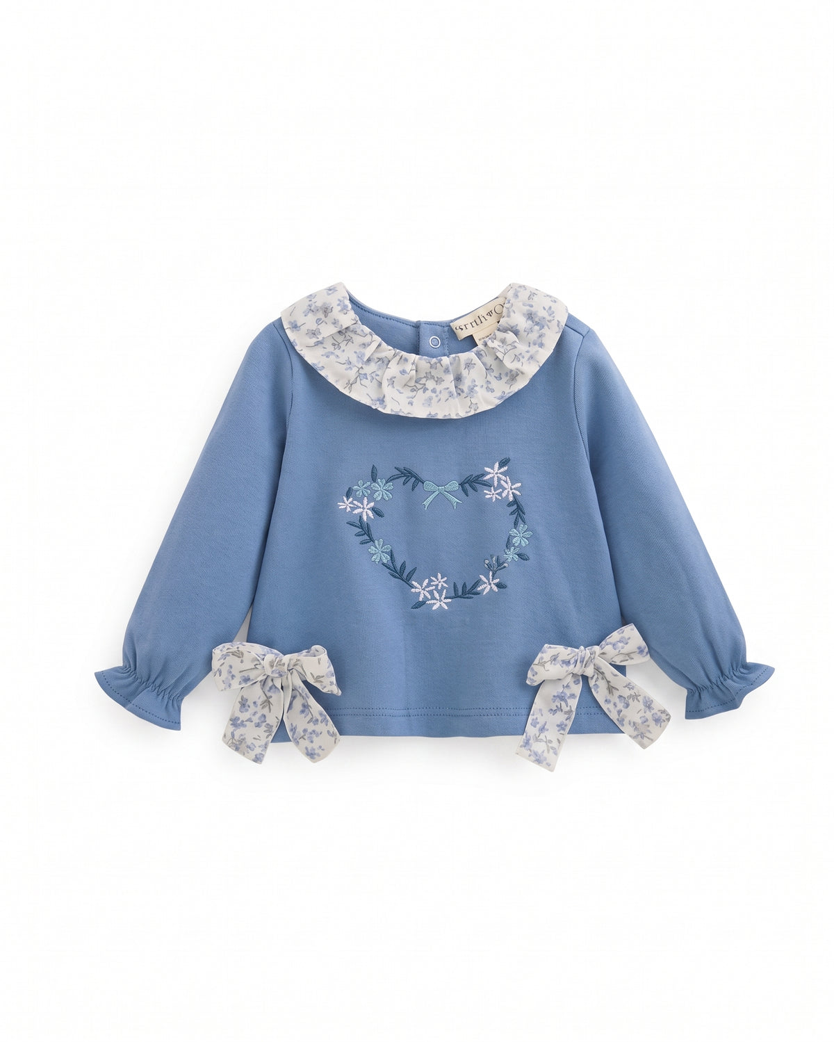 Sudadera cuello babero estampado bebé niña
