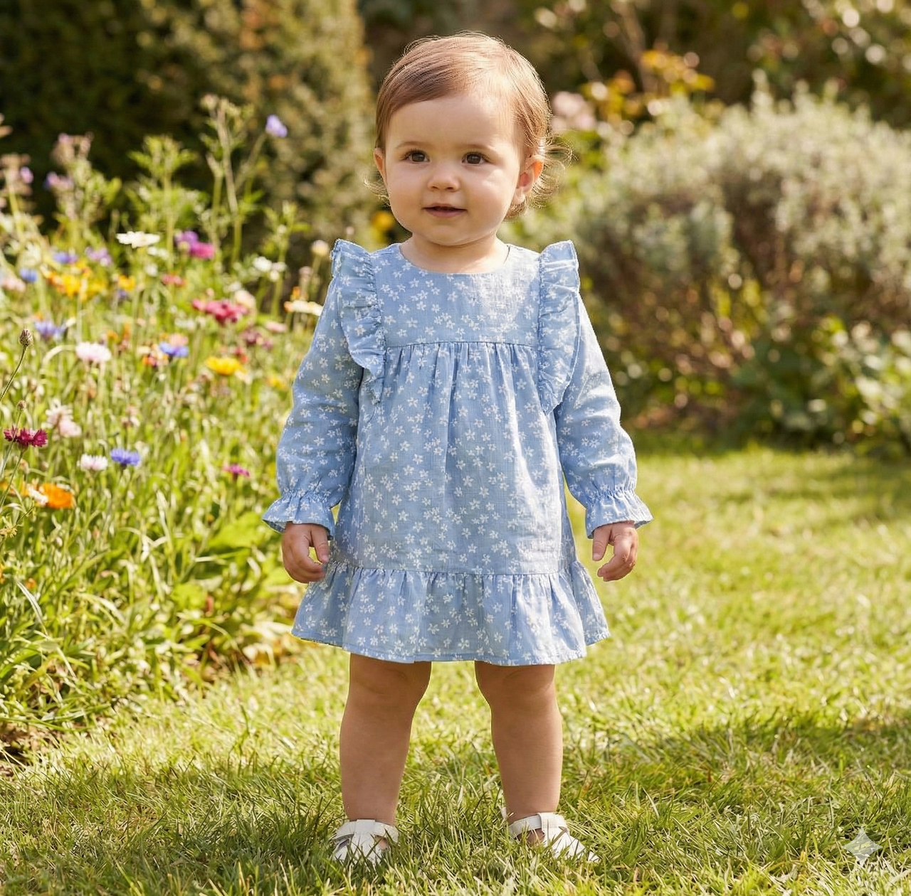 Vestido Manga Larga Estampado Bebé