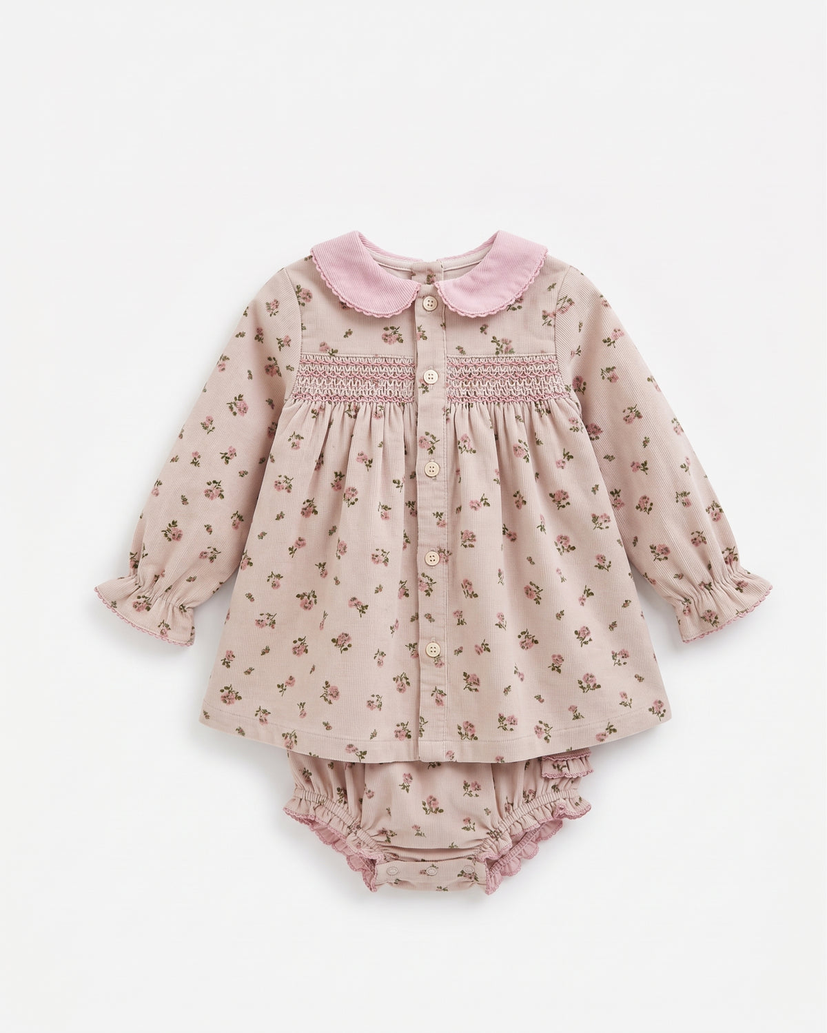 Vestido con braguita y cuello babero bebé niña