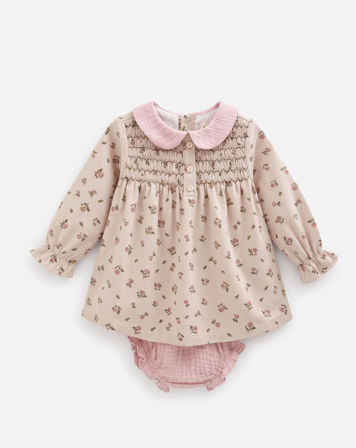 Vestido con braguita y cuello babero bebé niña