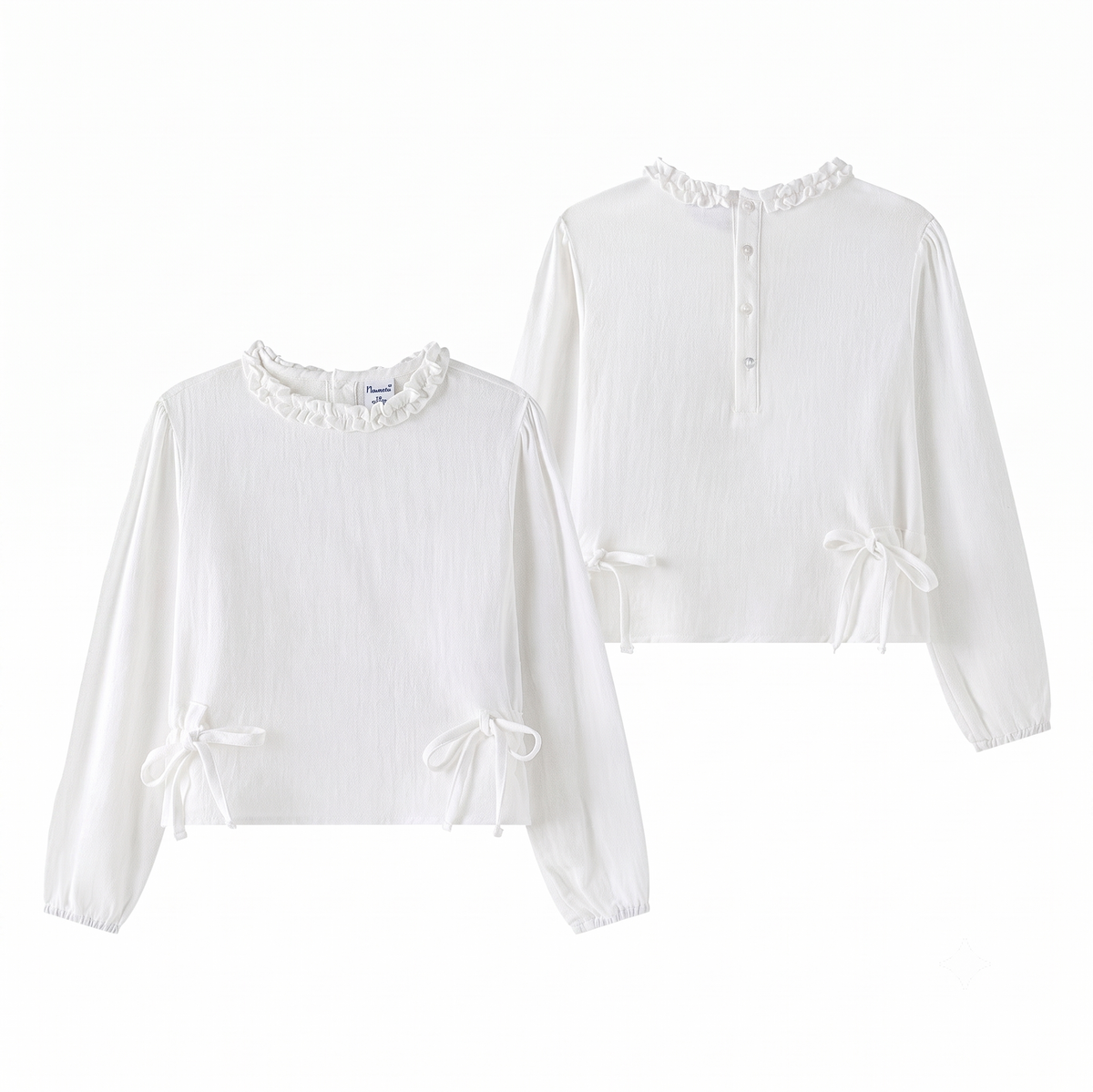 Blusa Manga Larga Detalle Lazo niña