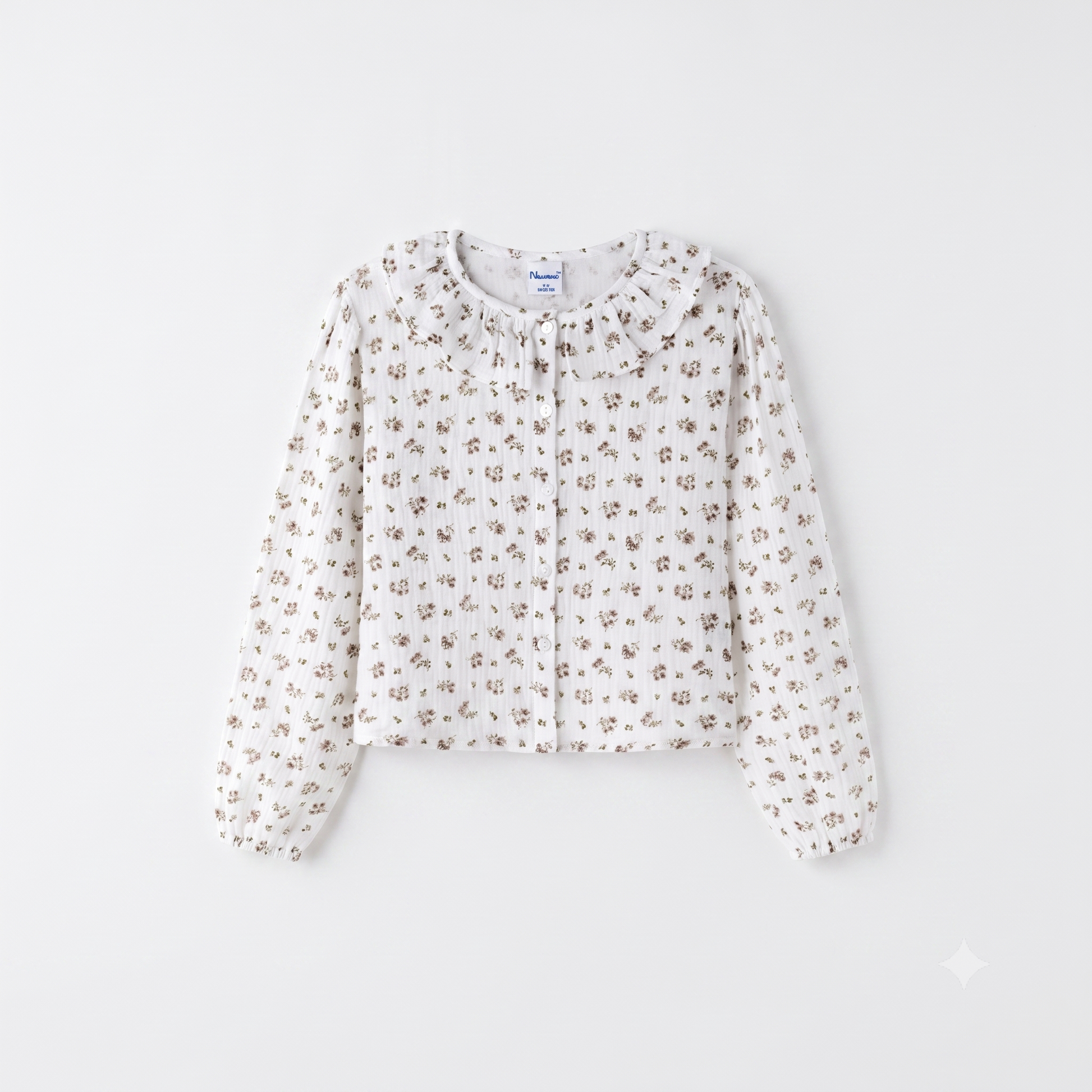 Blusa De Manga Larga Con Cuello Volante niña