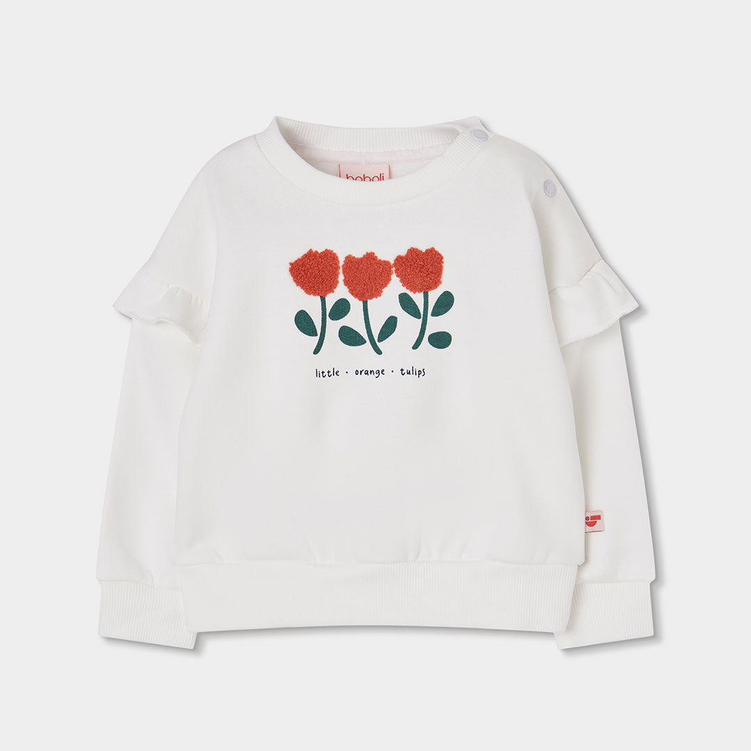 Sudadera de felpa niña con tulipanes