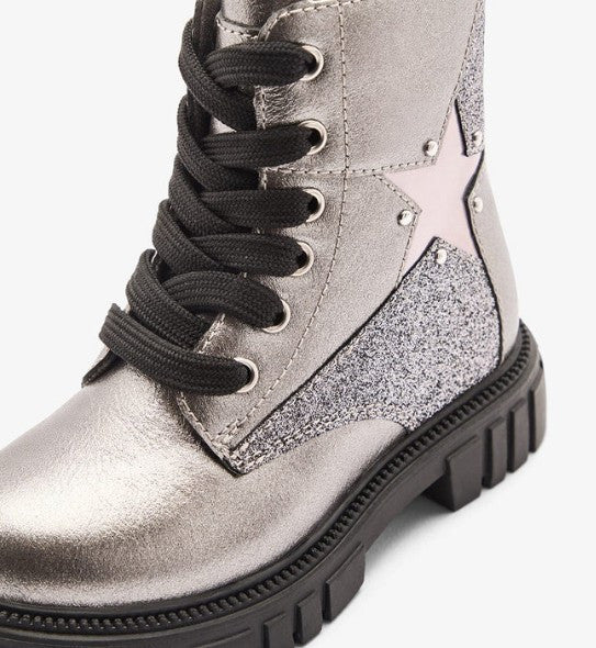 Bota Militar Gris Plata