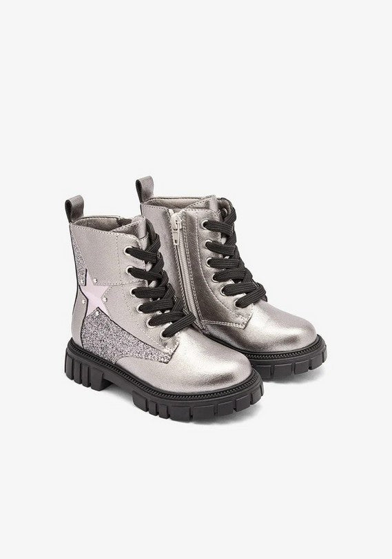 Bota Militar Gris Plata