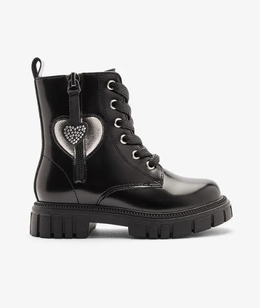 Bota Militar Negra Con Corazón