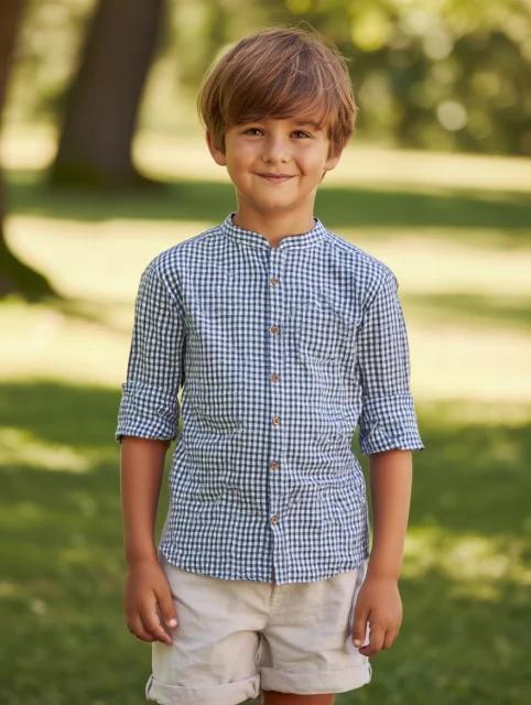 Camisa De Niño Cuadros Vichy Azul