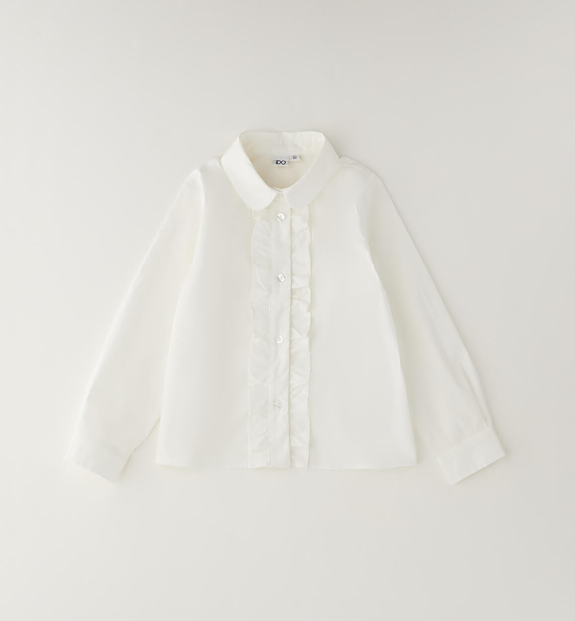 Camisa manga larga cuello bebé y volantes