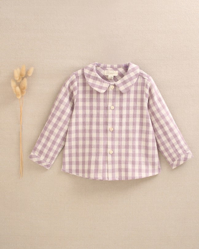 Camisa De Bebé Niño De Cuadros Con Cuello Redondo