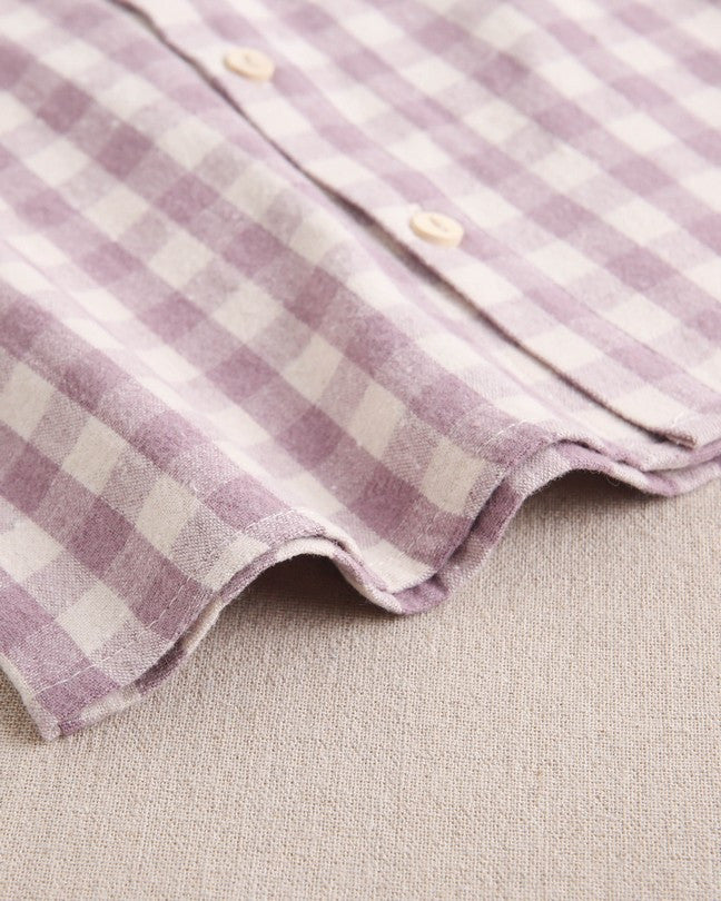 Camisa De Bebé Niño De Cuadros Con Cuello Redondo
