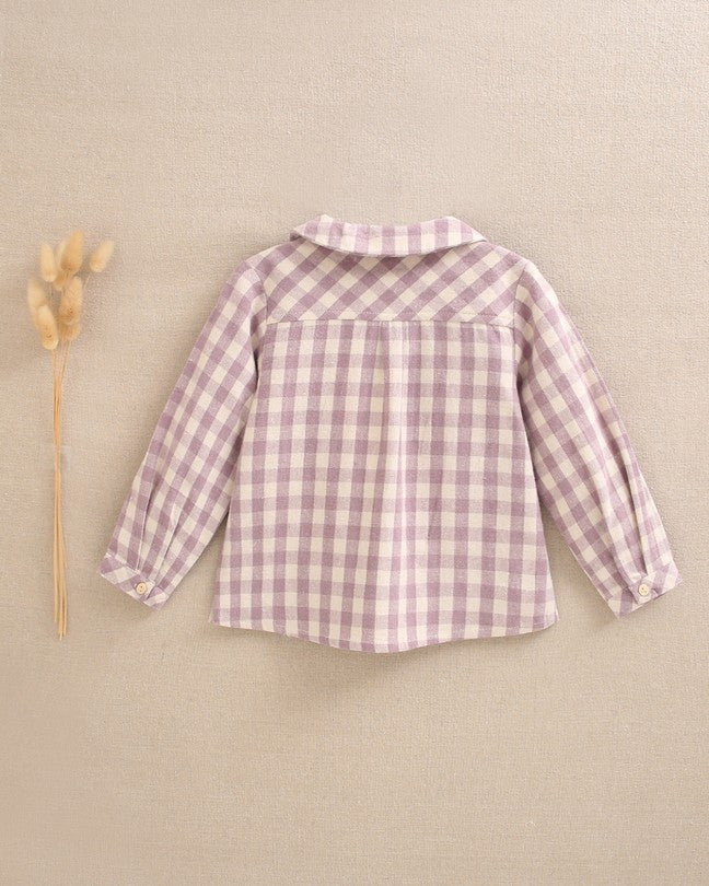 Camisa De Bebé Niño De Cuadros Con Cuello Redondo