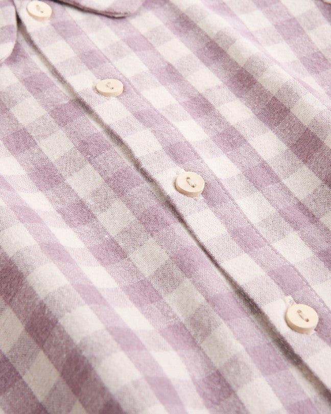Camisa De Bebé Niño De Cuadros Con Cuello Redondo