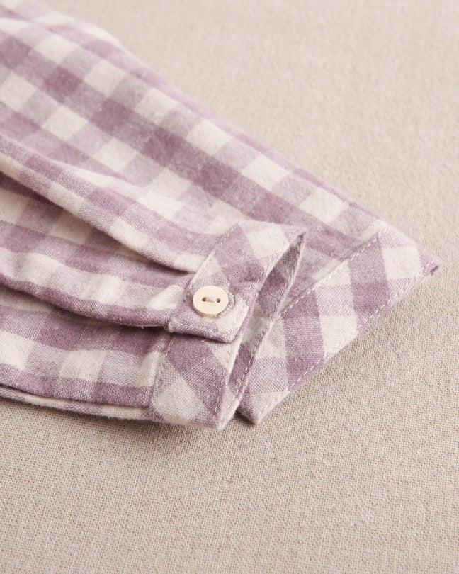 Camisa De Bebé Niño De Cuadros Con Cuello Redondo