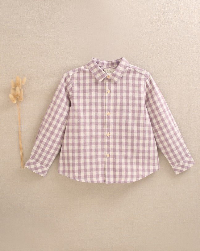 Camisa De Niño De Cuadros Color Malva