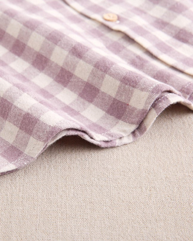 Camisa De Niño De Cuadros Color Malva