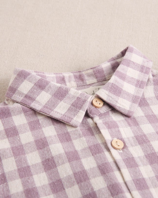 Camisa De Niño De Cuadros Color Malva