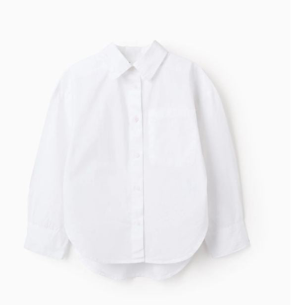 Camisa de manga larga de popelín niña