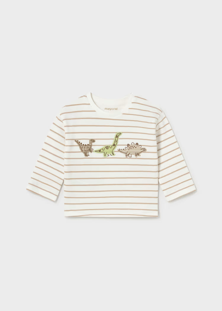 Camiseta manga larga apliques bordado bebé