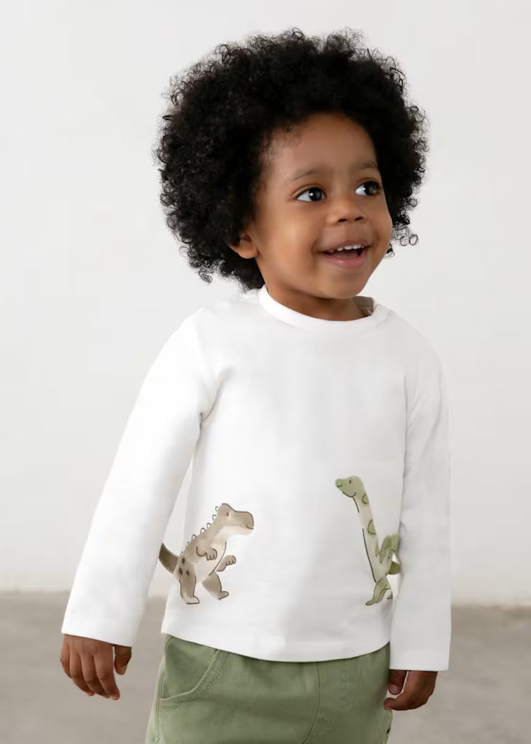 Camiseta manga larga dinosaurio bebé