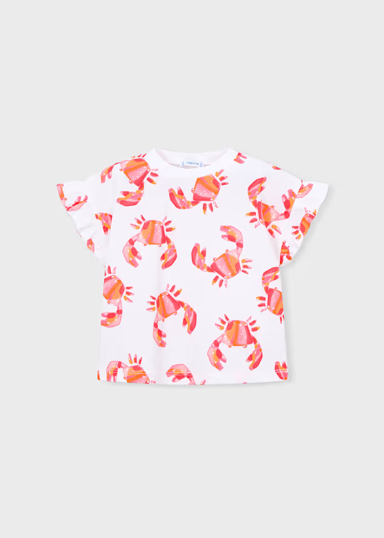 Camiseta estampada volantes niña