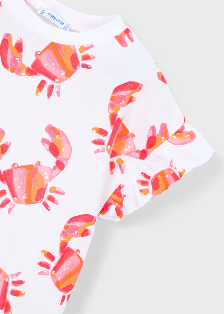 Camiseta estampada volantes niña