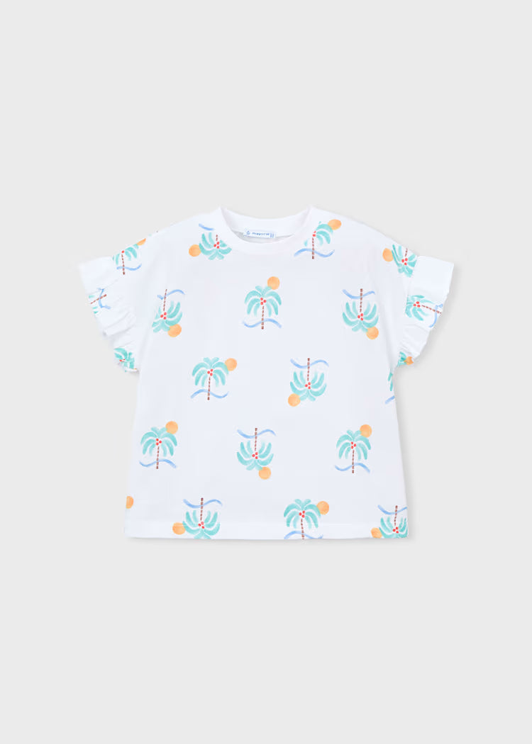 Camiseta estampada volantes niña