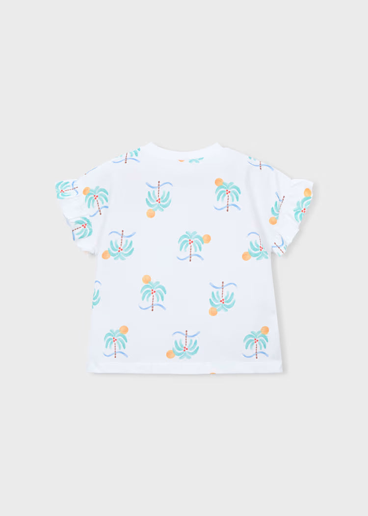 Camiseta estampada volantes niña