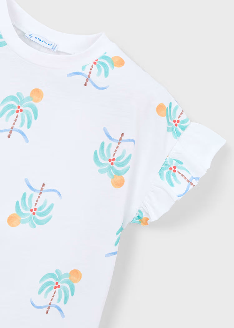 Camiseta estampada volantes niña