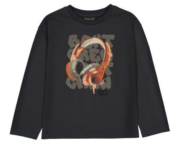 Camiseta manga larga estampado auriculares niño