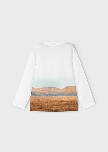Camiseta manga larga estampado caballos niño