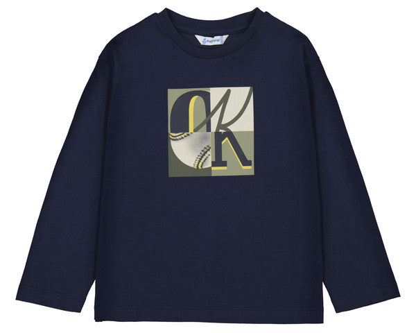 Camiseta manga larga azul estampado frontal niño