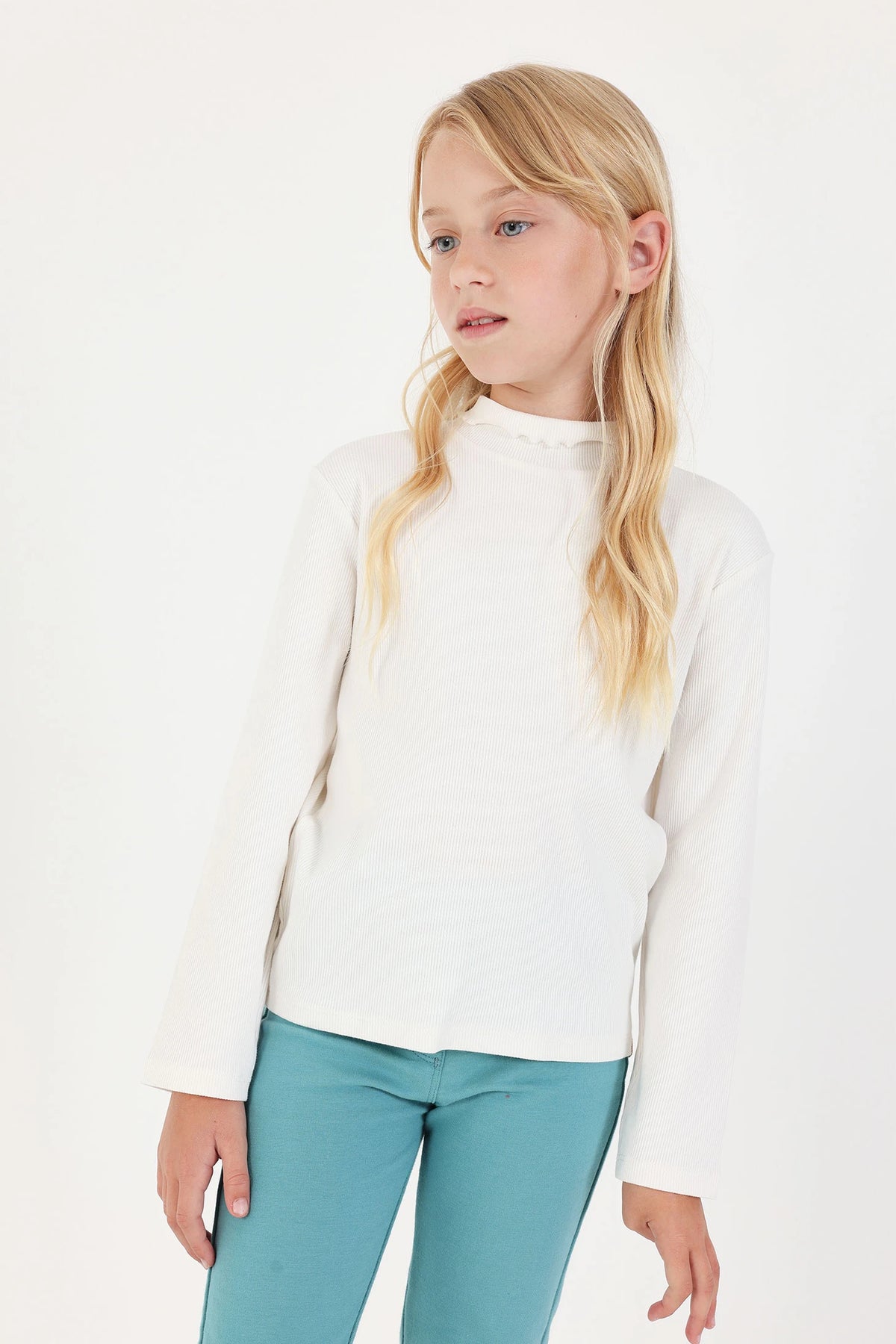 Camiseta punto canalé de niña