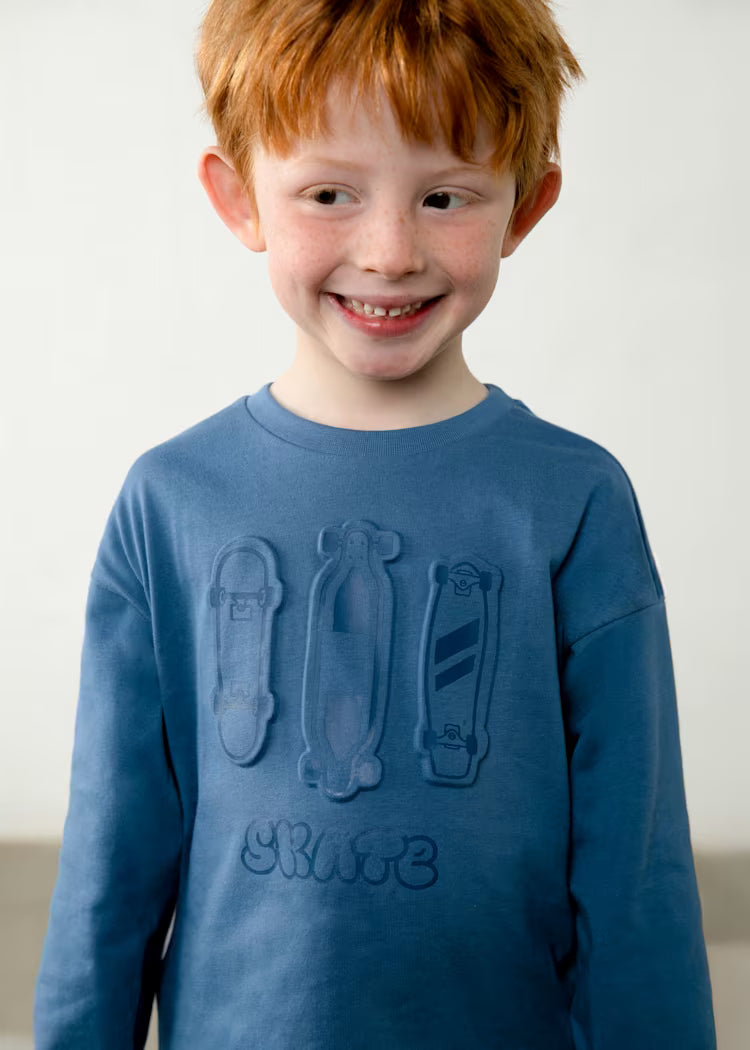 Camiseta manga larga embossed tablas niño