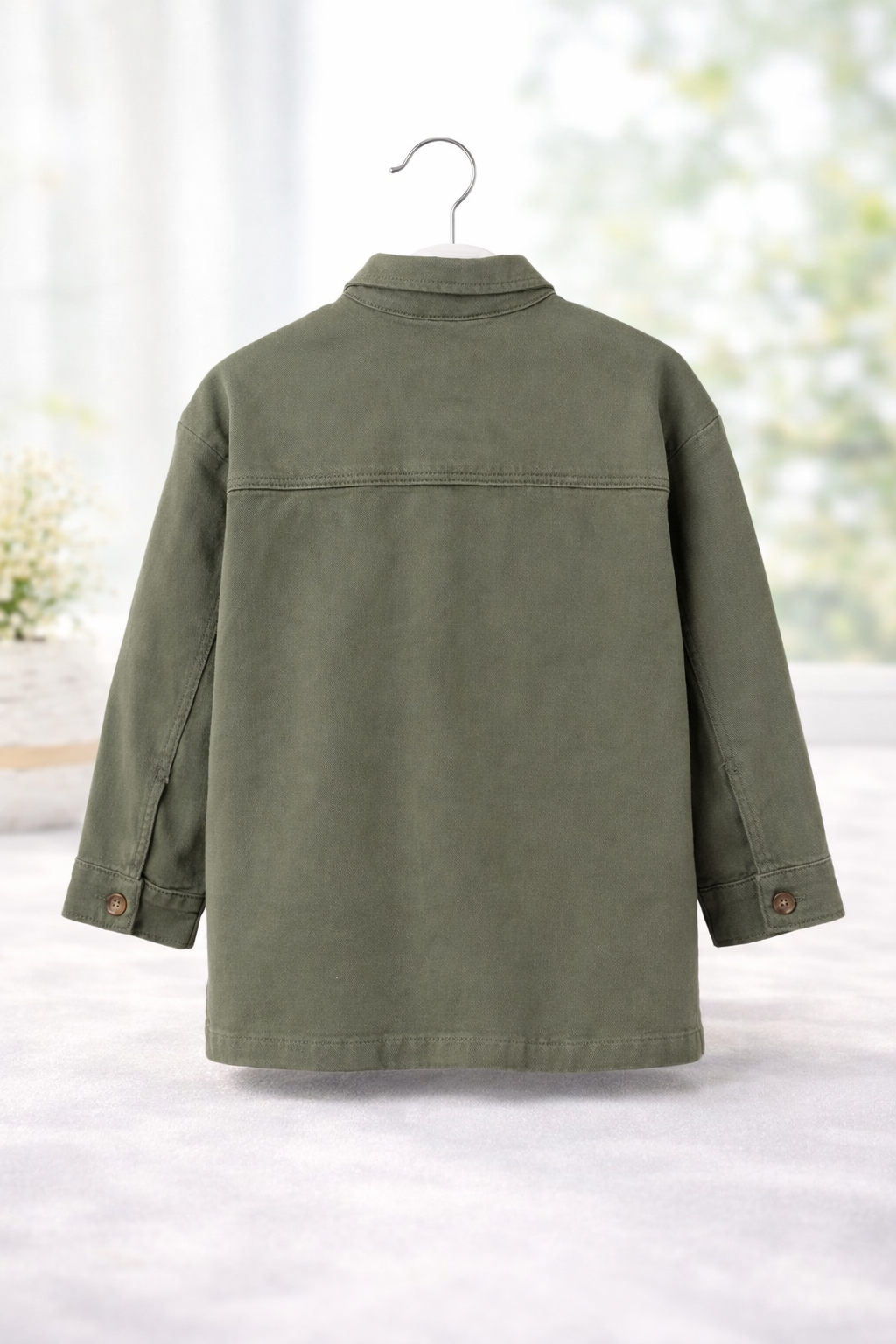 Chaqueta de sarga verde caqui