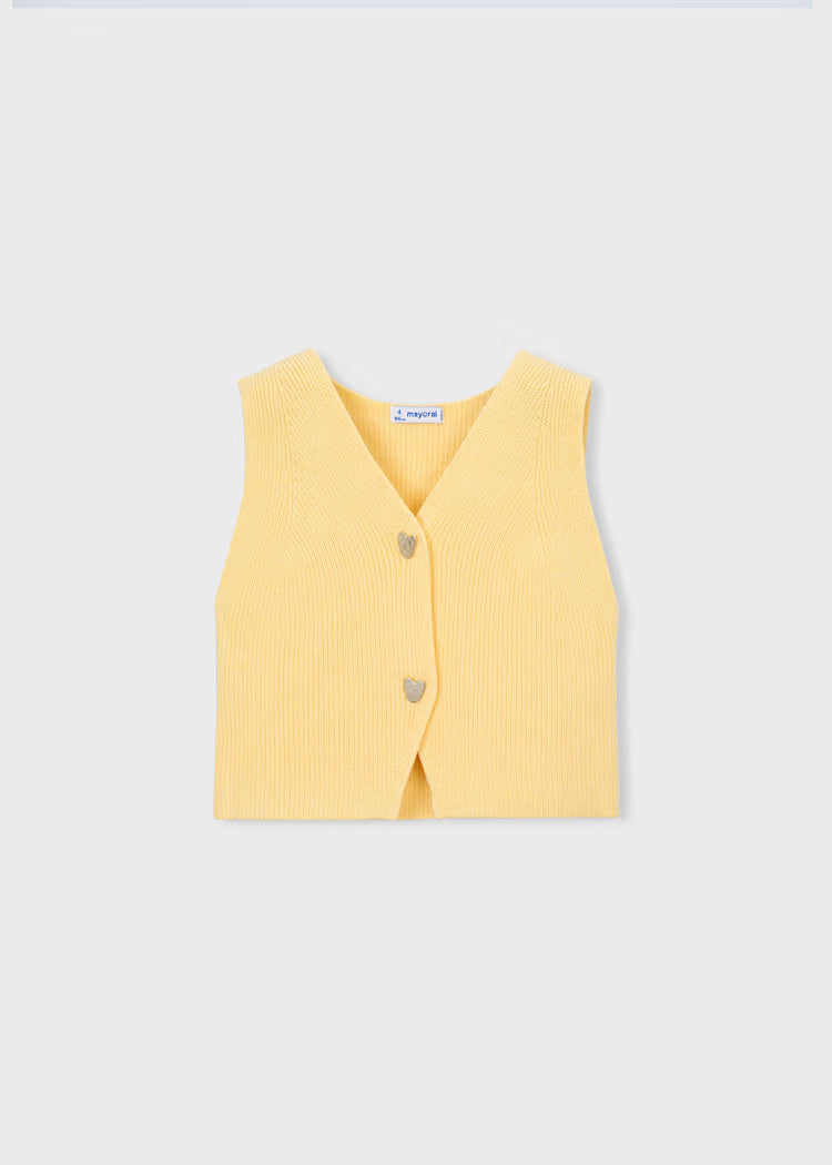 Chaleco tricot botones niña