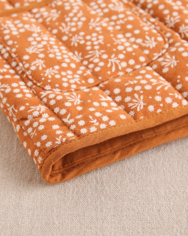 Chaleco De Niña En Naranja Con Estampado Floral