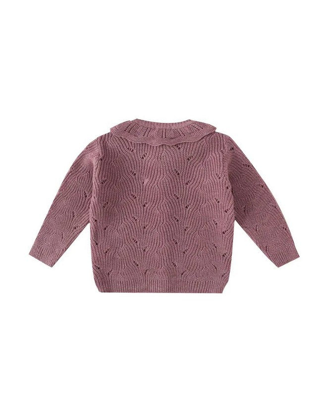 Chaqueta De Niña En Morado Con Cuello Volante