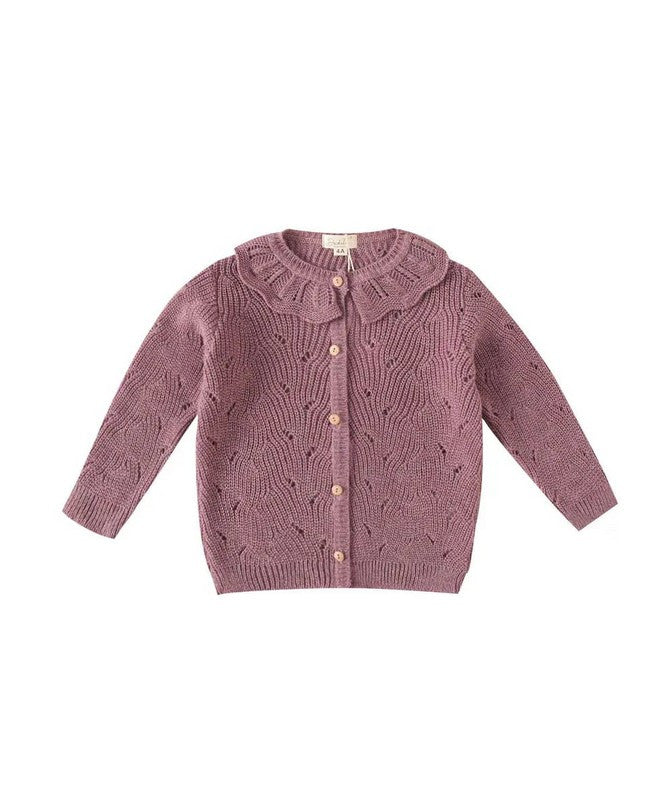 Chaqueta De Niña En Morado Con Cuello Volante