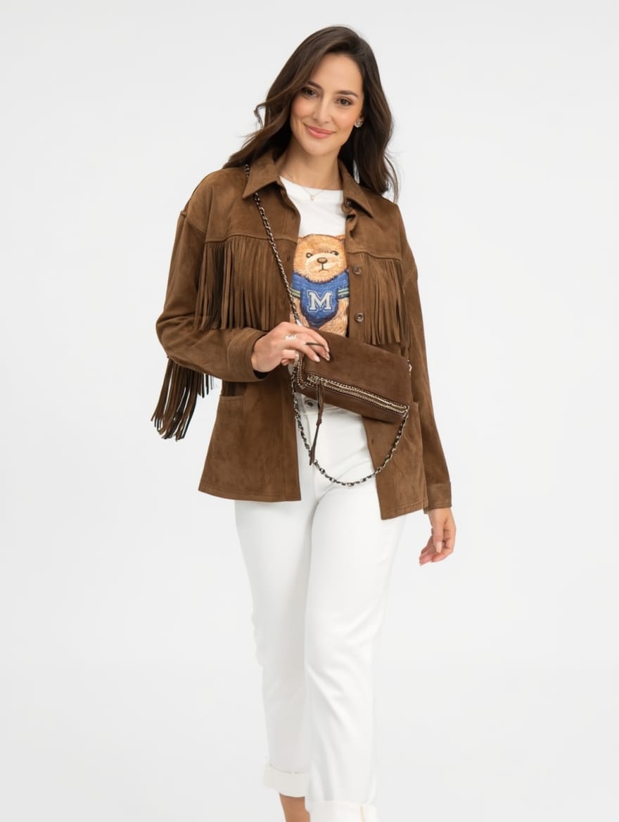 Chaqueta Antelina Con Flecos